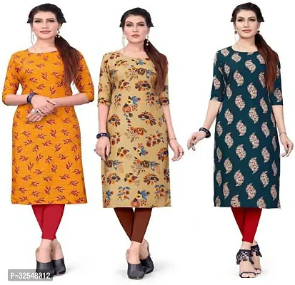 Beautiful Crepe Printed Kurta For Women Pack of 3-thumb0