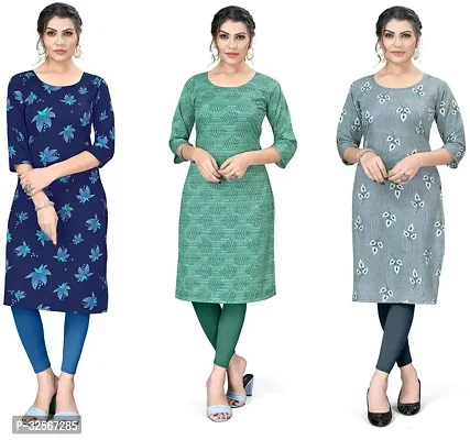 Reliable Crepe Printed Kurta For Women- Pack Of 3