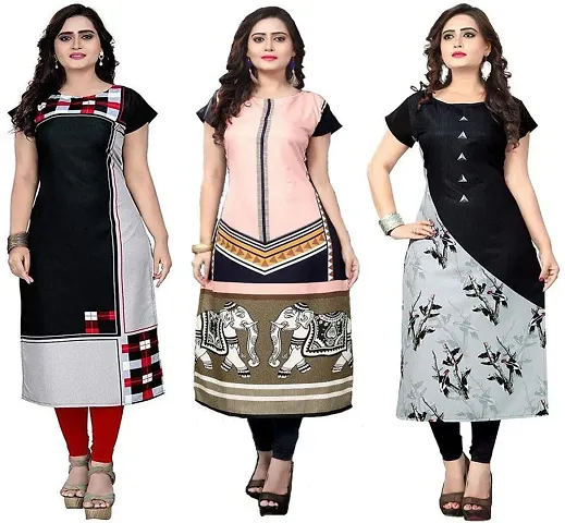 Pack Of 3- Printed Crepe Kurta