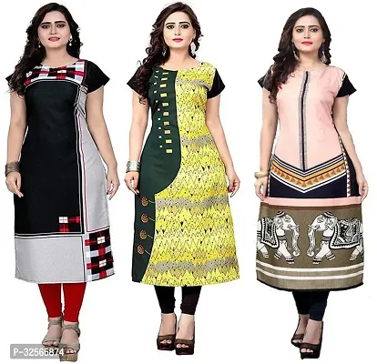 Reliable Crepe Printed Kurta For Women- Pack Of 3