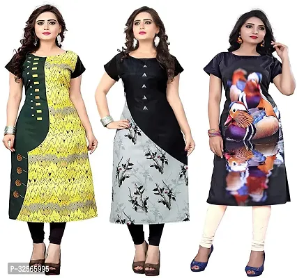 Reliable Crepe Printed Kurta For Women- Pack Of 3-thumb0