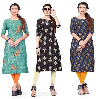 Stylish A-Line Crepe Kurta Pack Of 3