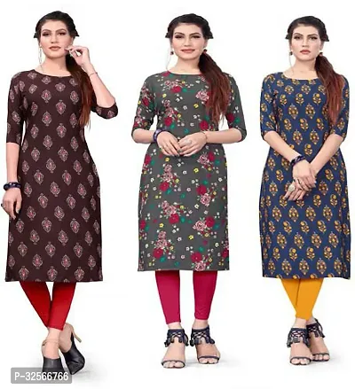 Reliable Crepe Printed Kurta For Women- Pack Of 3-thumb0