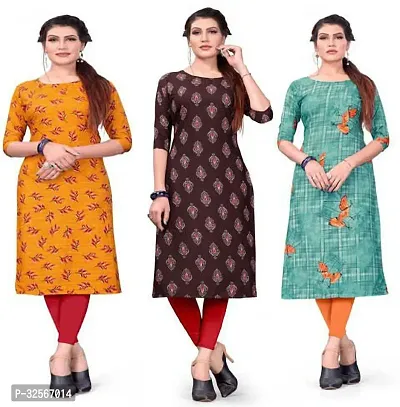 Reliable Crepe Printed Kurta For Women- Pack Of 3