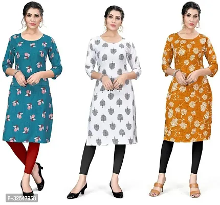 Beautiful Crepe Printed Kurta For Women Pack of 3