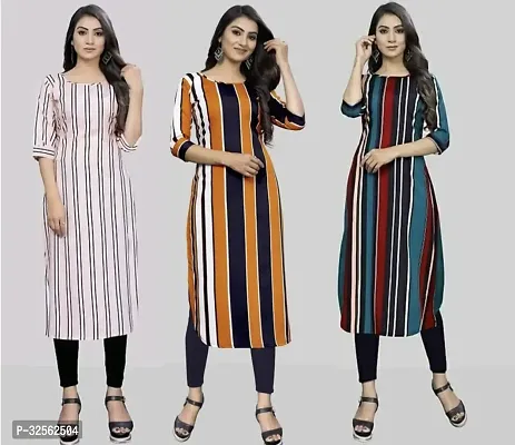 Stylish Crepe Stitched Kurta For Women Combo Of 3-thumb0