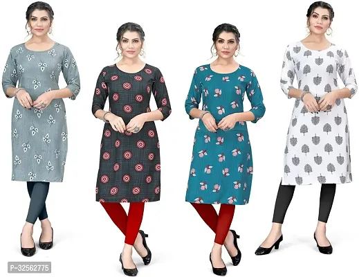 Stylish Crepe Stitched Kurta For Women Combo Of 4-thumb0