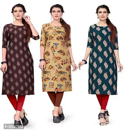 Beautiful Crepe Printed Kurta For Women Pack of 3-thumb0