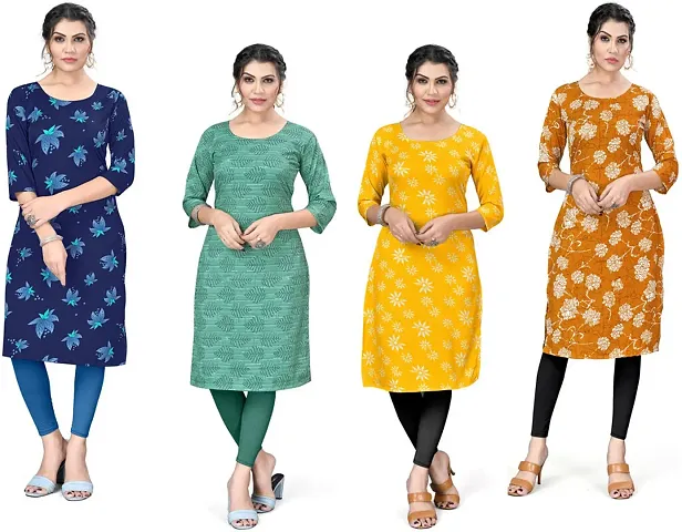 Stylish A-Line Crepe Kurta Pack Of 4