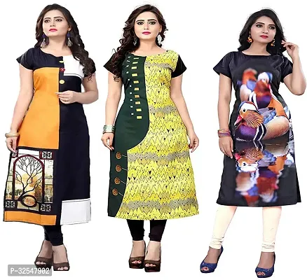 Beautiful Crepe Printed Kurta For Women Pack of 3