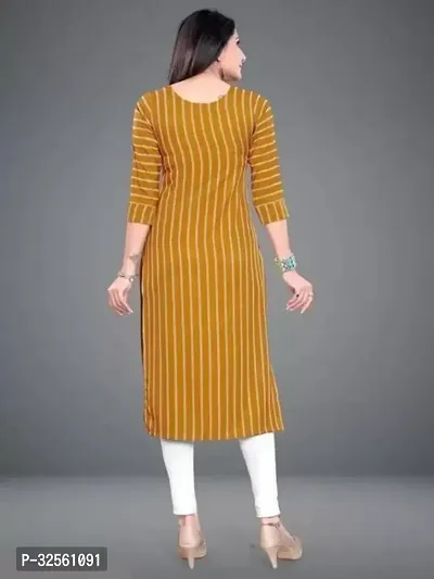 Stylish Yellow Crepe Printed Stitched Kurta For Women-thumb2