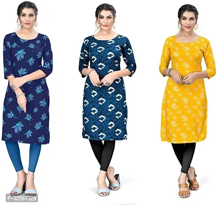 Reliable Crepe Printed Kurta For Women- Pack Of 3