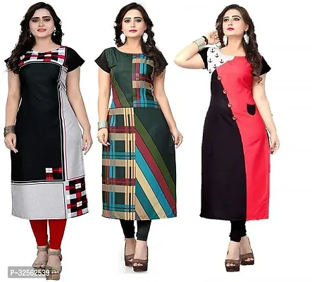 Stylish Crepe Stitched Kurta For Women Combo Of 3