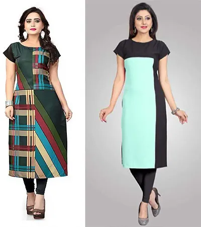 Stylish Crepe Kurta For Women Pack Of 2