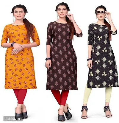 Beautiful Crepe Printed Kurta For Women Pack of 3-thumb0