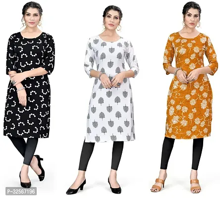 Reliable Crepe Printed Kurta For Women- Pack Of 3-thumb0