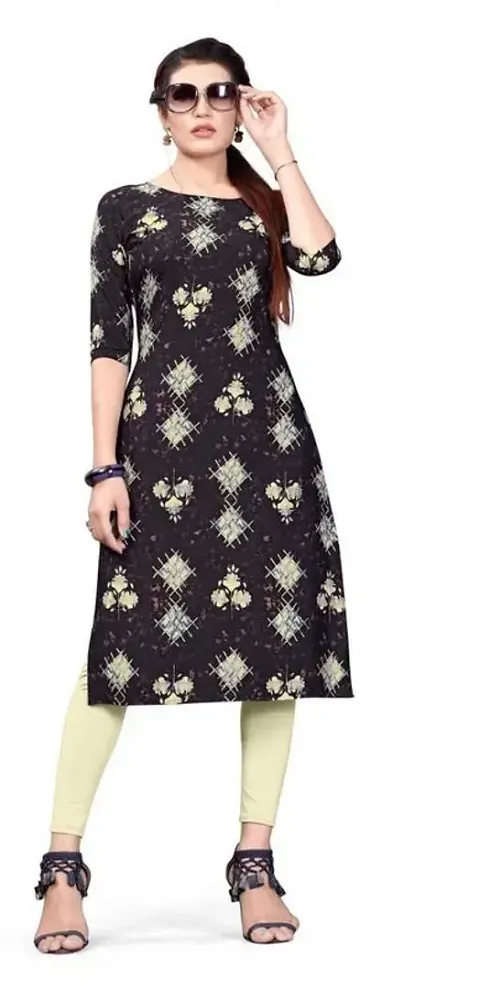 Stylish Crepe Printed Straight Kurtis