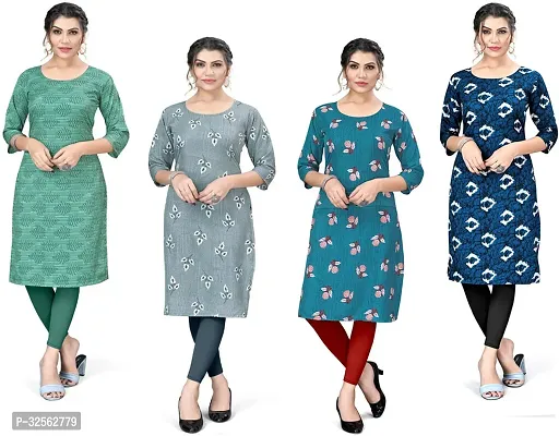 Stylish Crepe Stitched Kurta For Women Combo Of 4