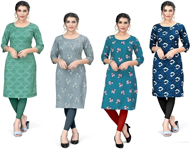 Combo Of 4- Designer Crepe Printed Kurta