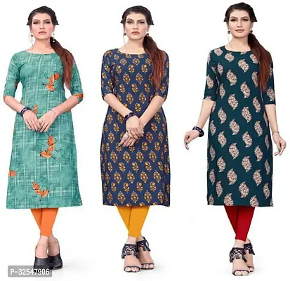 Beautiful Crepe Printed Kurta For Women Pack of 3