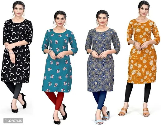 Reliable Crepe Printed Kurta For Women- Pack Of 4-thumb0