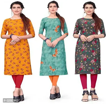 Reliable Crepe Printed Kurta For Women- Pack Of 3