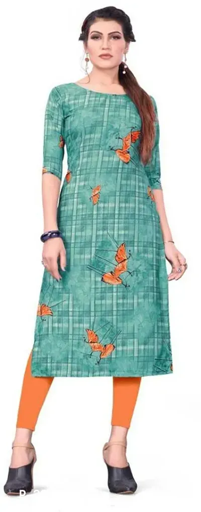 Stylish Multicoloured Crepe Printed Stitched Kurta For Women