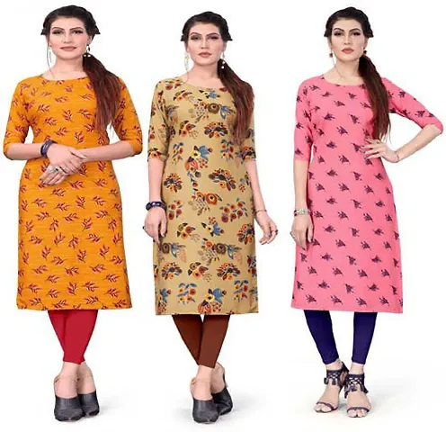 HIRLAX Kurtis for Women - Long Kurti for Women, Crepe Kurtis for Women Combo, Office Wear for Women, Ladies Kurtis, Casual Wear Straight Kurti for Girls