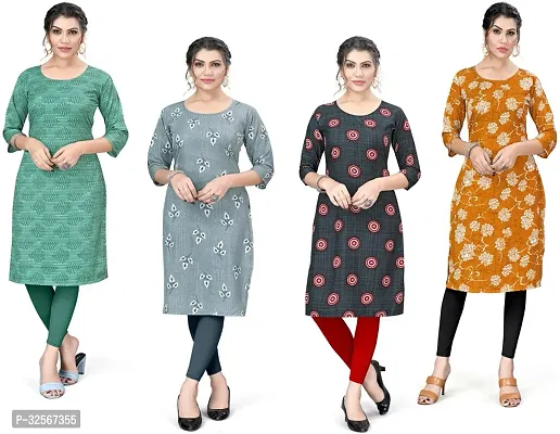 Reliable Crepe Printed Kurta For Women- Pack Of 4