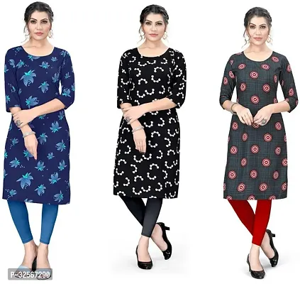 Reliable Crepe Printed Kurta For Women- Pack Of 3