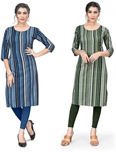 Pack Of 2- Printed Crepe Kurta