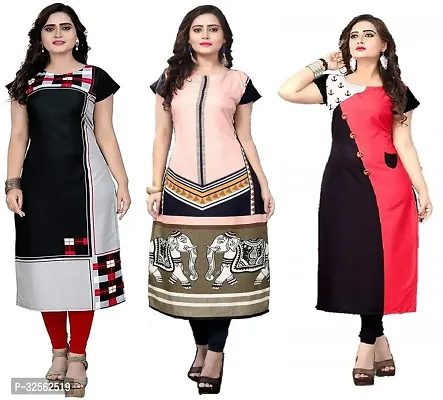 Stylish Crepe Stitched Kurta For Women Combo Of 3