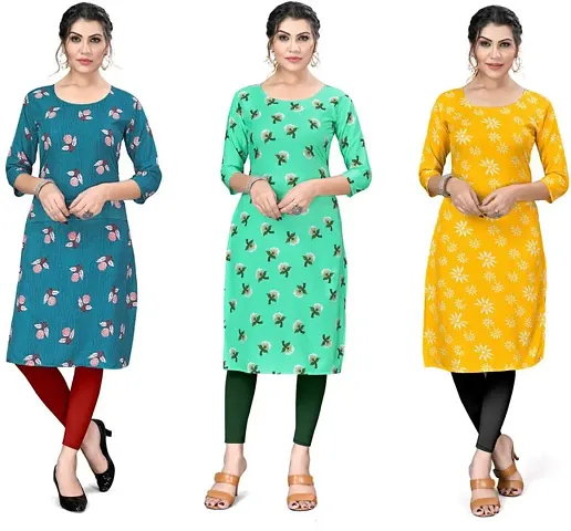 Pack Of 3- Printed Crepe Kurta