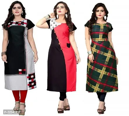 Beautiful Crepe Printed Kurta For Women Pack of 3