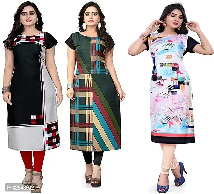 Beautiful Crepe Printed Kurta For Women Pack of 3-thumb0