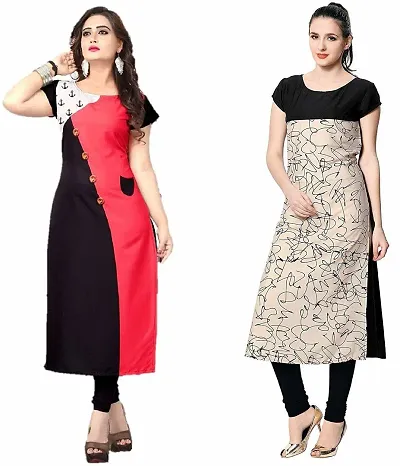 Pack Of 2- Printed Crepe Kurta