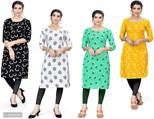 Stylish Crepe Stitched Kurta For Women Combo Of 4-thumb0