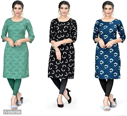 Reliable Crepe Printed Kurta For Women- Pack Of 3-thumb0