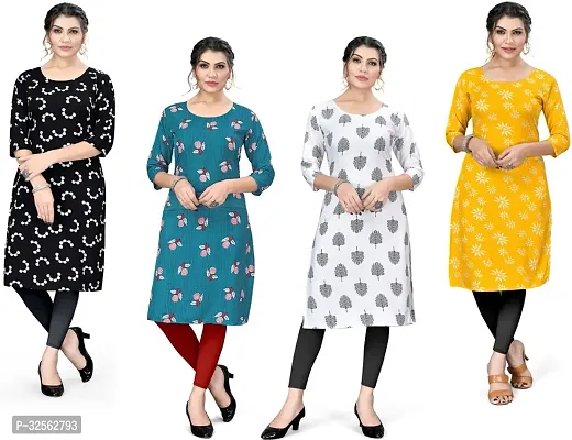 Stylish Crepe Stitched Kurta For Women Combo Of 4