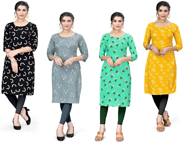 Combo Of 4- Designer Crepe Printed Kurta