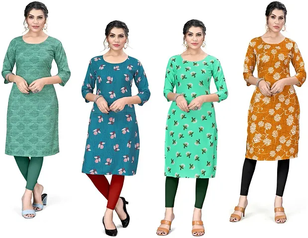 Stylish A-Line Crepe Kurta Pack Of 4