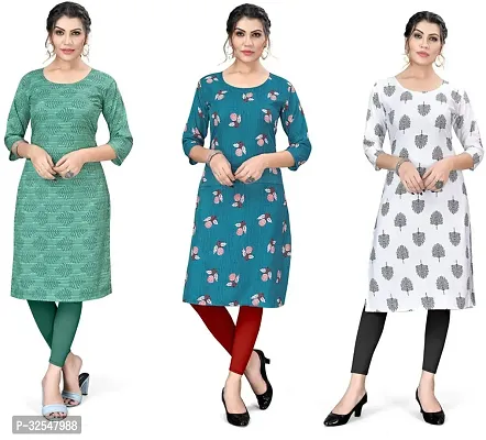 Beautiful Crepe Printed Kurta For Women Pack of 3-thumb0