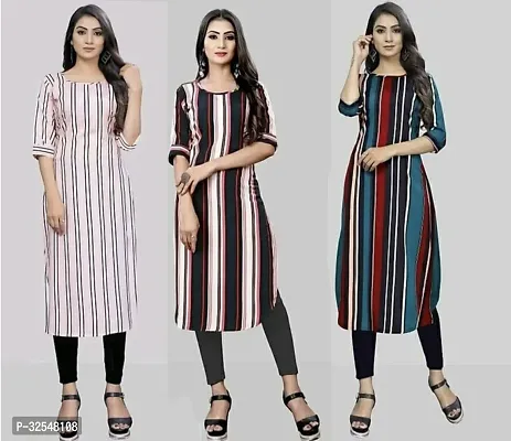 Beautiful Crepe Printed Kurta For Women Pack of 3-thumb0