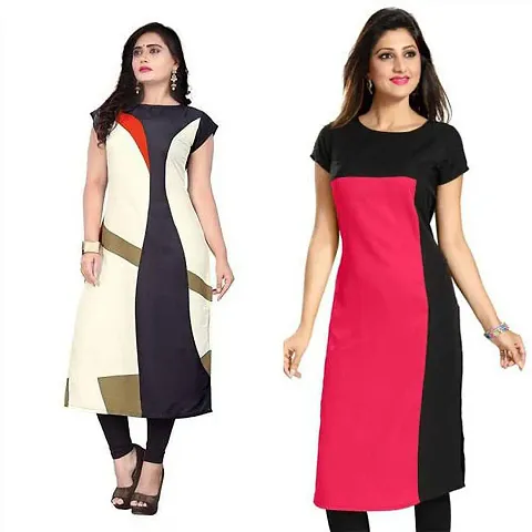 Stylish Fancy Designer Crepe Kurta For Women Pack Of 2