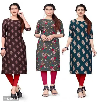 Reliable Crepe Printed Kurta For Women- Pack Of 3