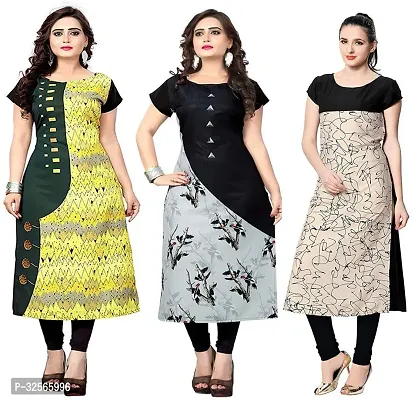 Reliable Crepe Printed Kurta For Women- Pack Of 3