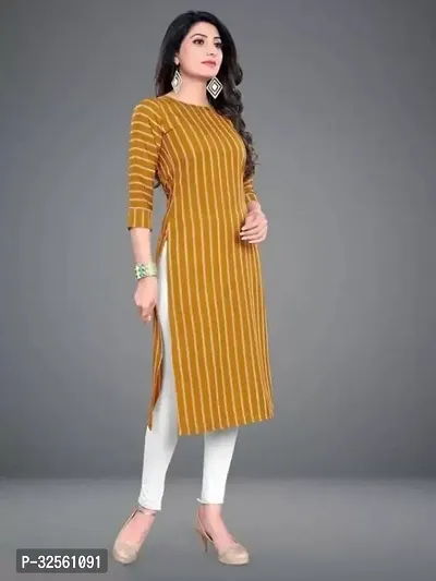 Stylish Yellow Crepe Printed Stitched Kurta For Women-thumb4