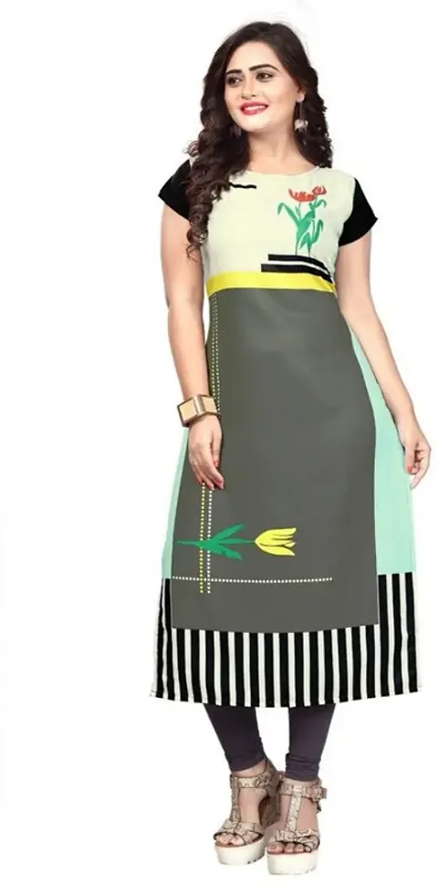 Stylish Crepe Printed Straight Kurtis