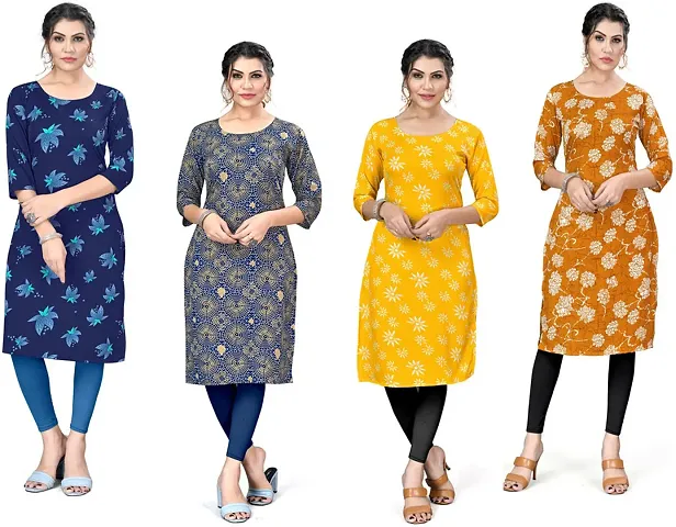 Stylish A-Line Crepe Kurta Pack Of 4