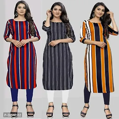 Beautiful Crepe Striped Kurta For Women Pack of 3